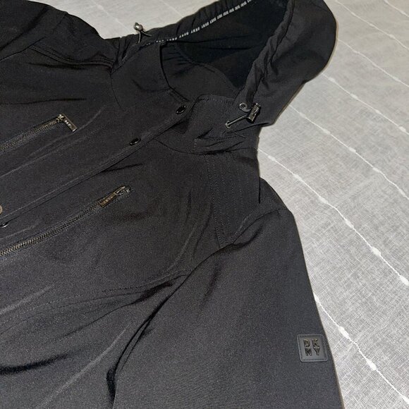 DKNY Women's Hooded Zip-Front Long Anorak Coat 1XL Front Button Close Pockets - Picture 2 of 9